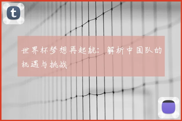 世界杯梦想再起航:解析中国队的机遇与挑战